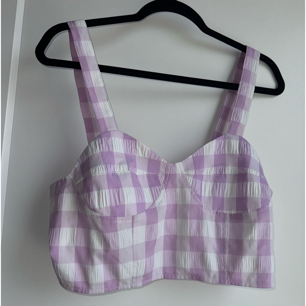 Steve Madden White & Purple Checkered Top